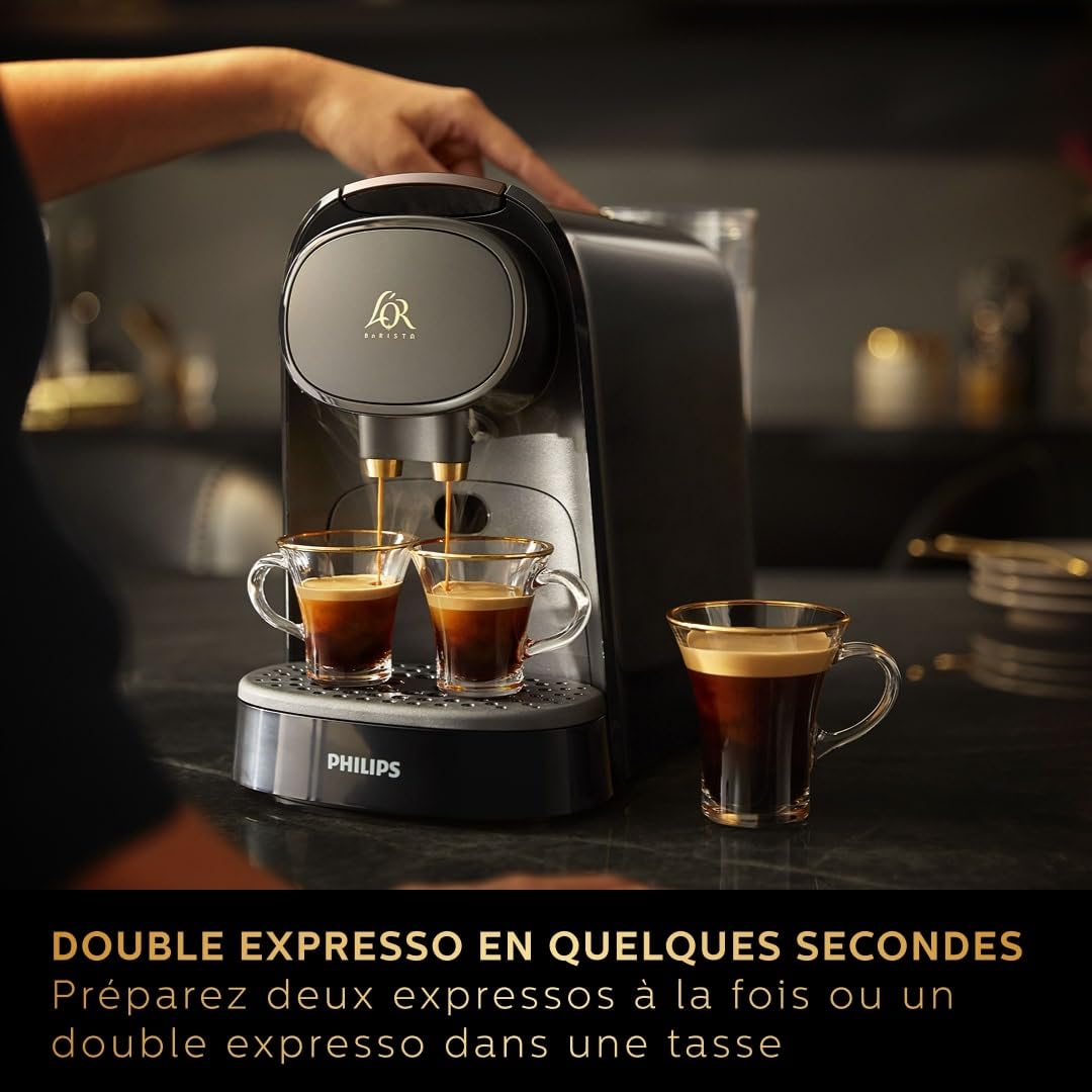 Machine à Café à Capsules L'Or Barista - Double Shot, Noir/Gris - 19 Bars